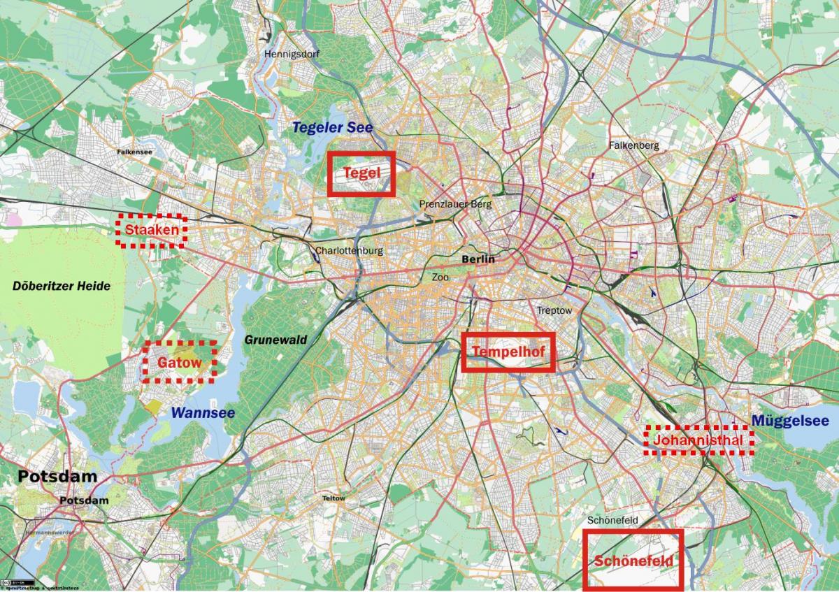 mapa de aeropuertos en berlín, alemania