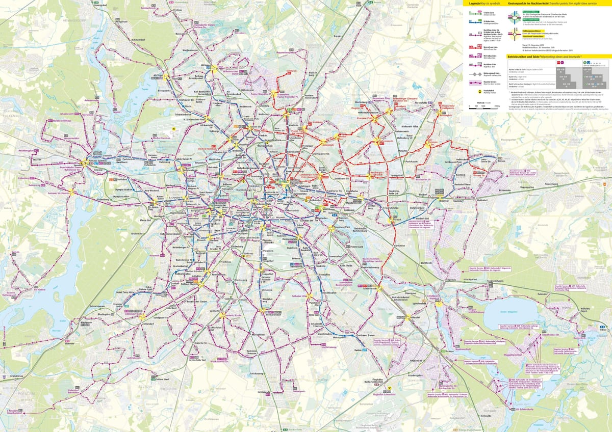 mapa de berlín de noche en bus