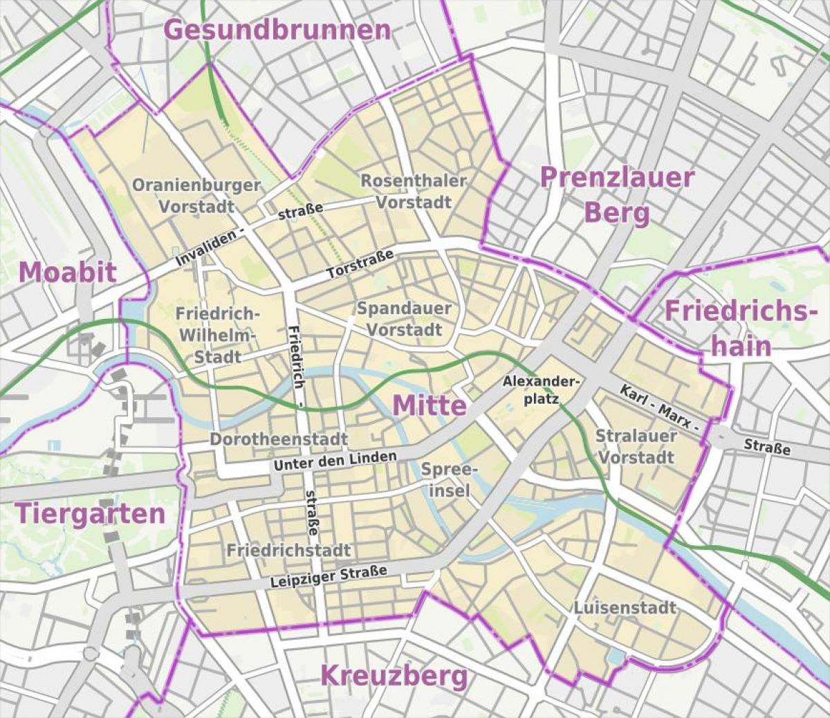 mitte de berlín mapa