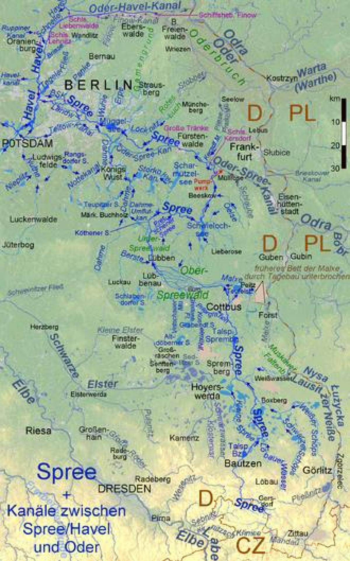 mapa de berlín ríos