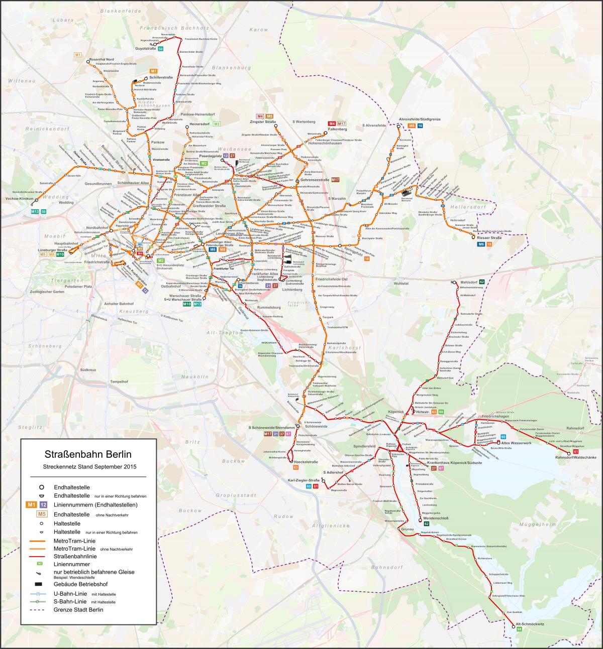 tranvía mapa de berlín