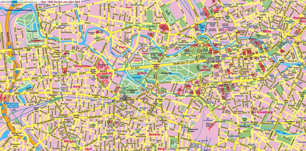 mapa de calle de berlín, el centro de la ciudad