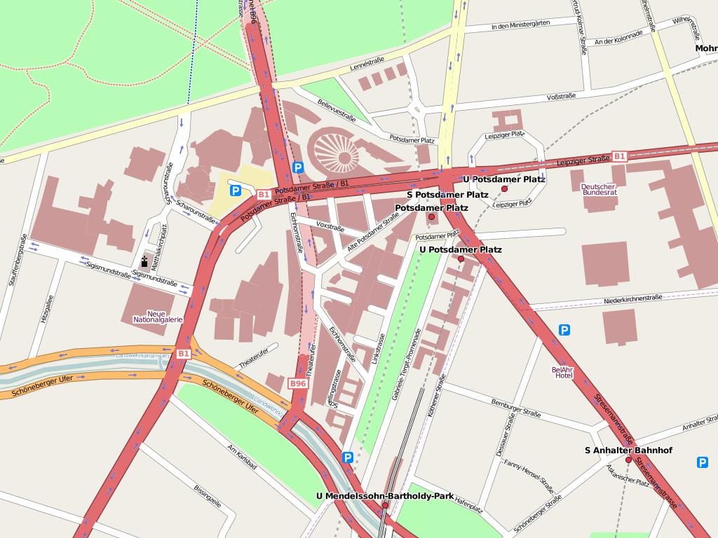 mapa de la potsdamer platz de berlín