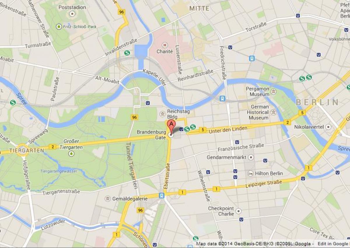 mapa de la puerta de brandeburgo de berlín