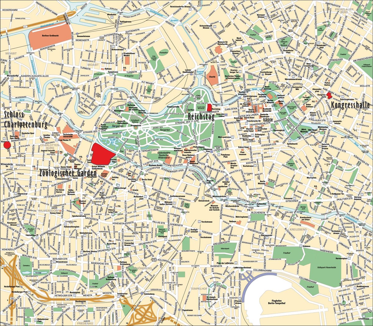 mapa del centro de la ciudad de berlín