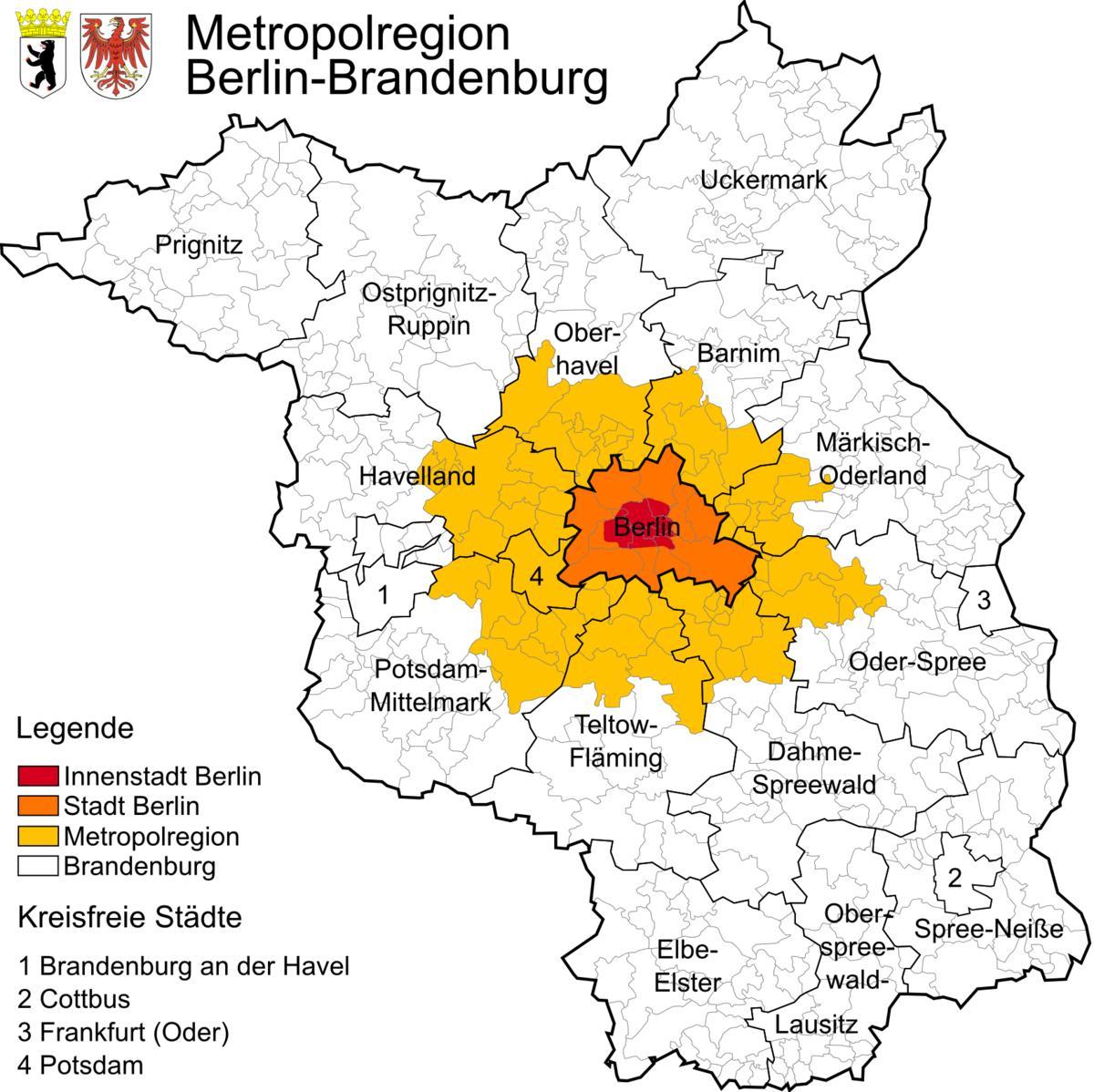 mapa de la región de berlín