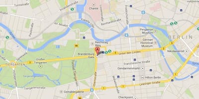 Mapa de la puerta de brandeburgo de berlín